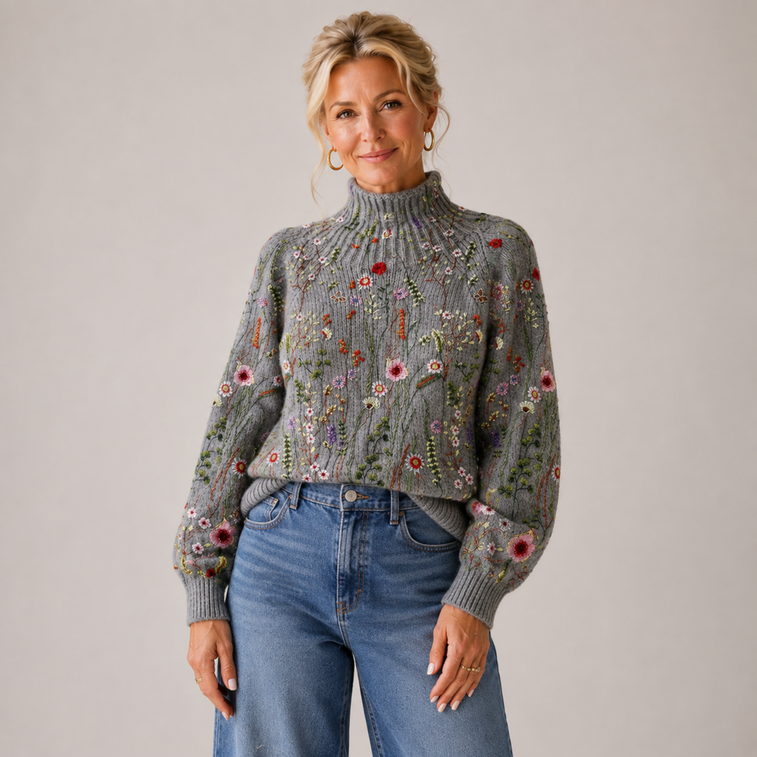 Adorelia - Jersey de punto floral de tacto suave