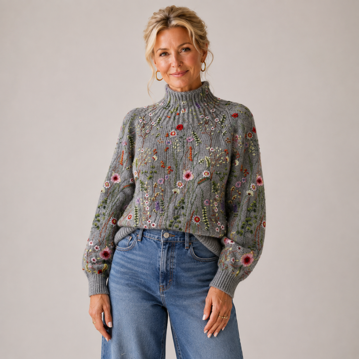 Adorelia - Jersey de punto floral de tacto suave