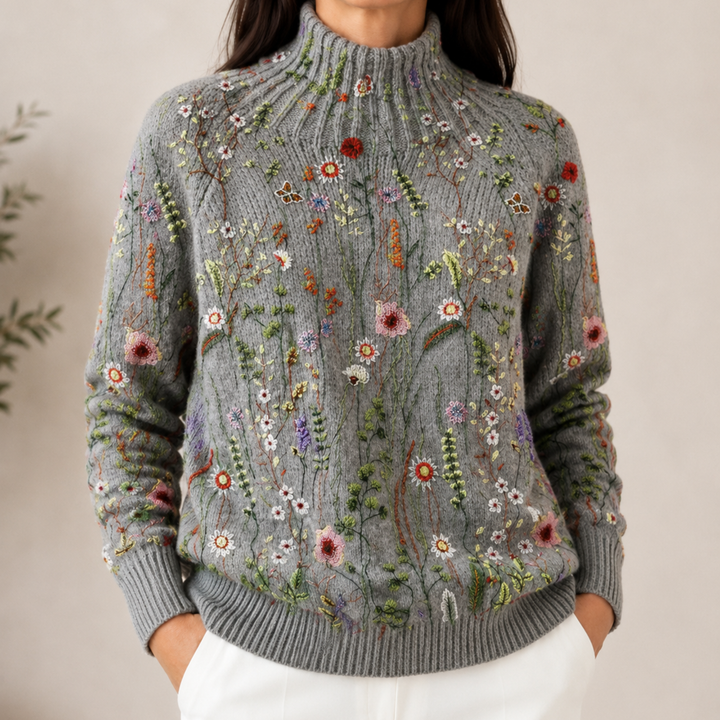 Adorelia - Jersey de punto floral de tacto suave