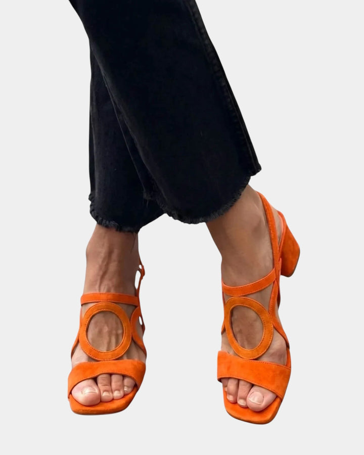 Florette - Sandalias de tacón ancho con tiras caladas