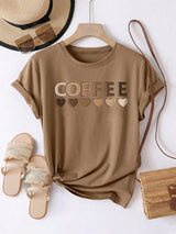 Sarai - Camiseta estampada de corazón de café
