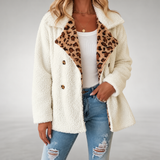 Aerona - Abrigo teddy con estampado de leopardo y tacto suave
