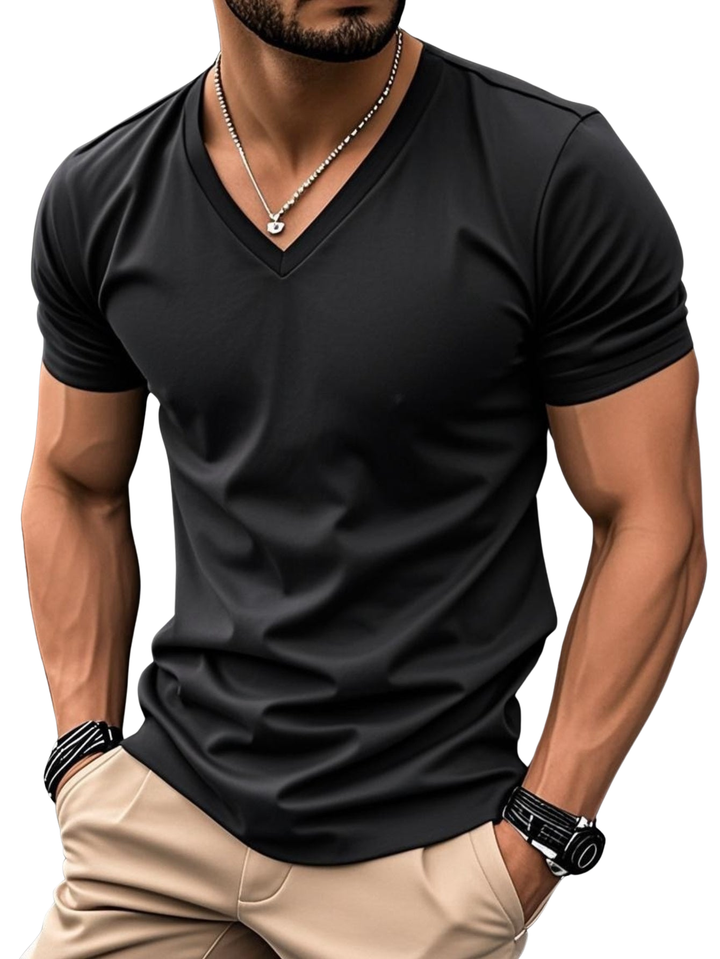 Trevor - Camiseta de cuello en V con tacto suave