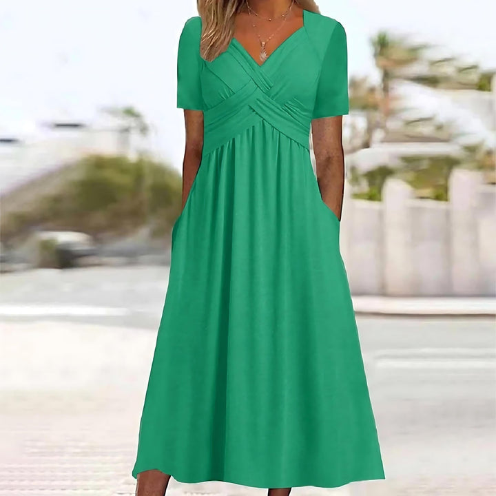 Payton - Vestido midi evasé de tacto suave