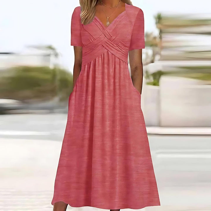 Payton - Vestido midi evasé de tacto suave