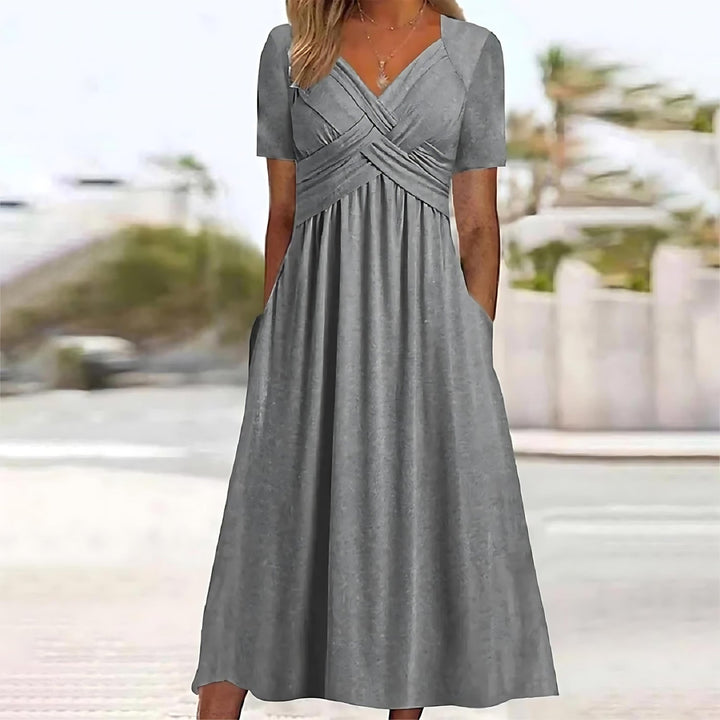 Payton - Vestido midi evasé de tacto suave