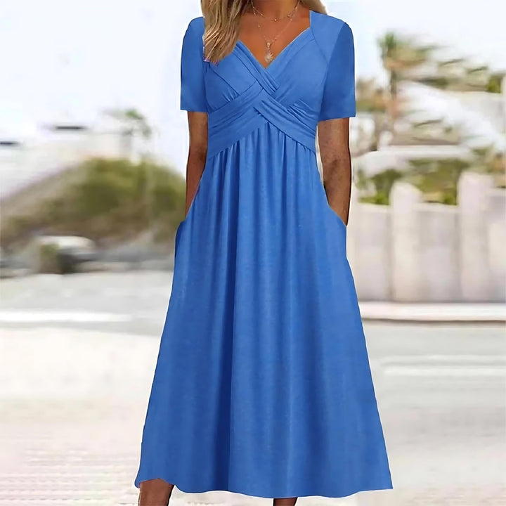 Payton - Vestido midi evasé de tacto suave