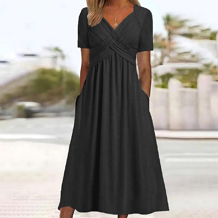 Payton - Vestido midi evasé de tacto suave