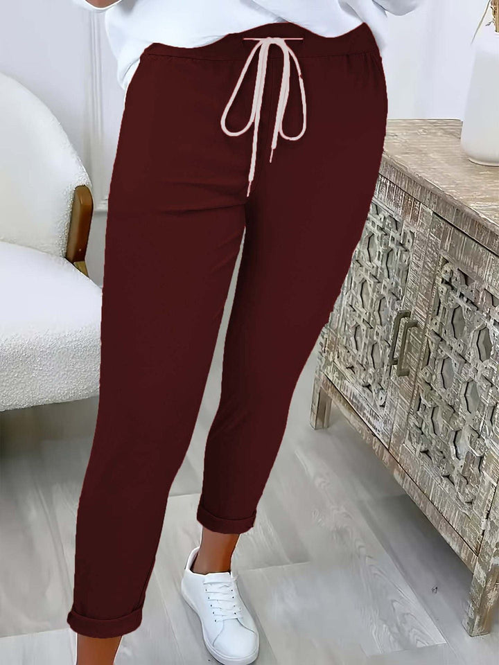 Tansy - Pantalón de tiro alto con cordón ajustable