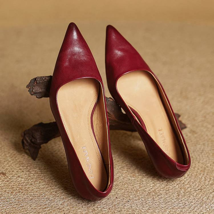 Serelina - Zapato de salón elegante de tacón bajo y punta fina