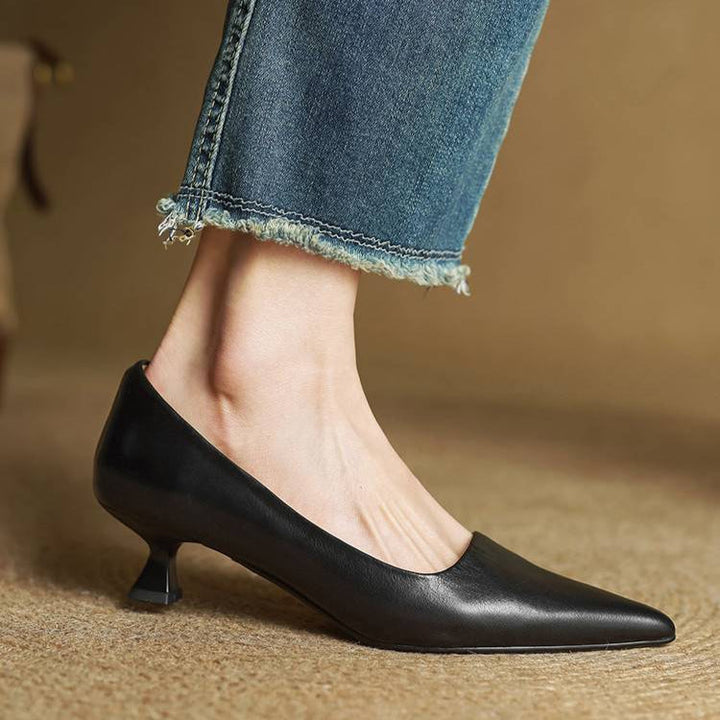 Serelina - Zapato de salón elegante de tacón bajo y punta fina