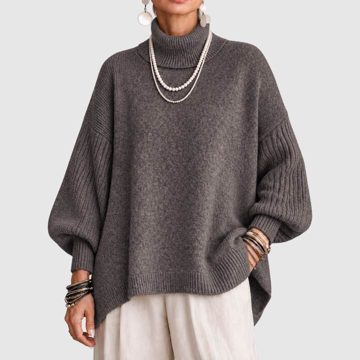 Sorcha - Jersey de cuello alto drapeado de corte relajado