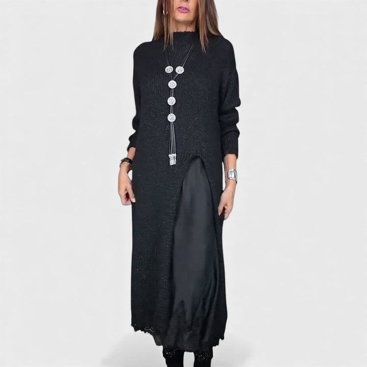 Aravina - Conjunto de jersey y vestido con capa suave