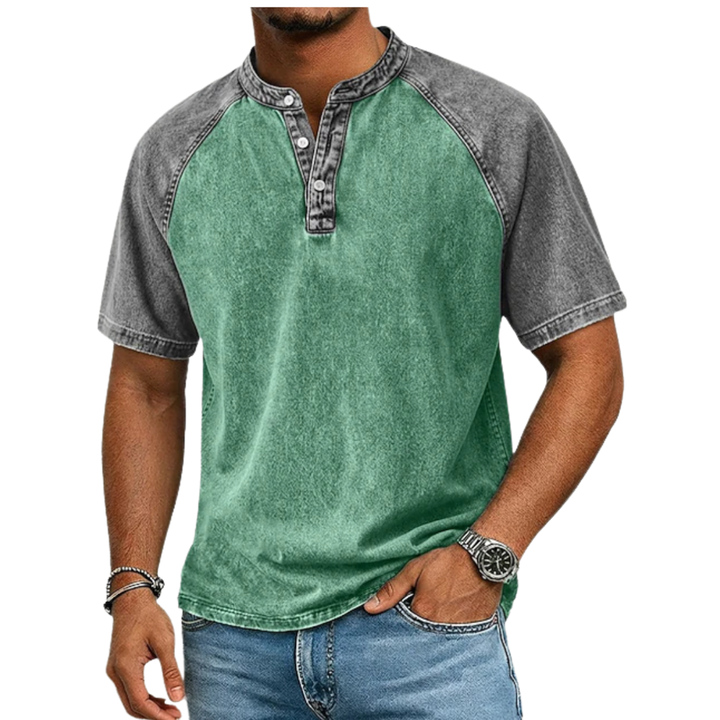 Edgehill - Camiseta henley efecto lavado vintage