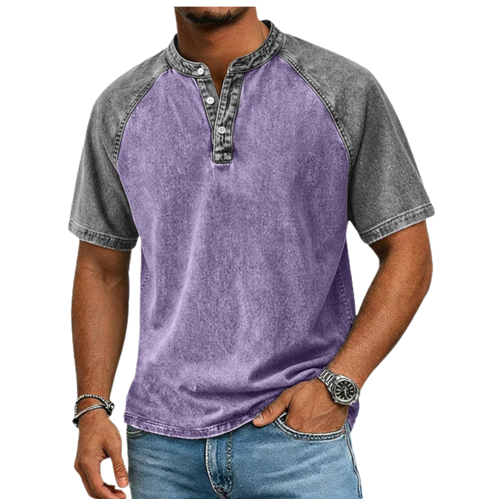 Edgehill - Camiseta henley efecto lavado vintage