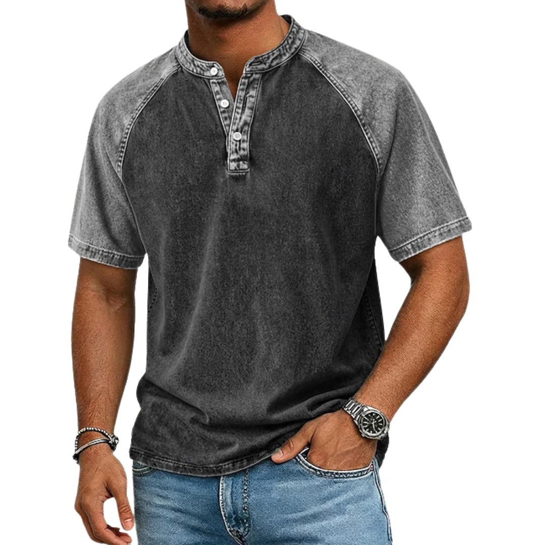 Edgehill - Camiseta henley efecto lavado vintage
