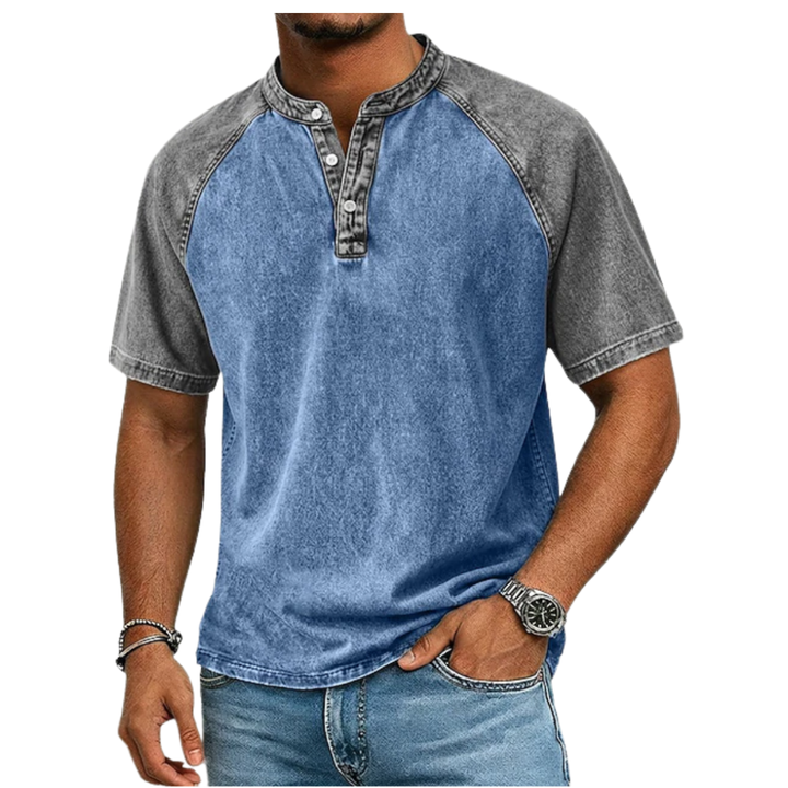 Edgehill - Camiseta henley efecto lavado vintage