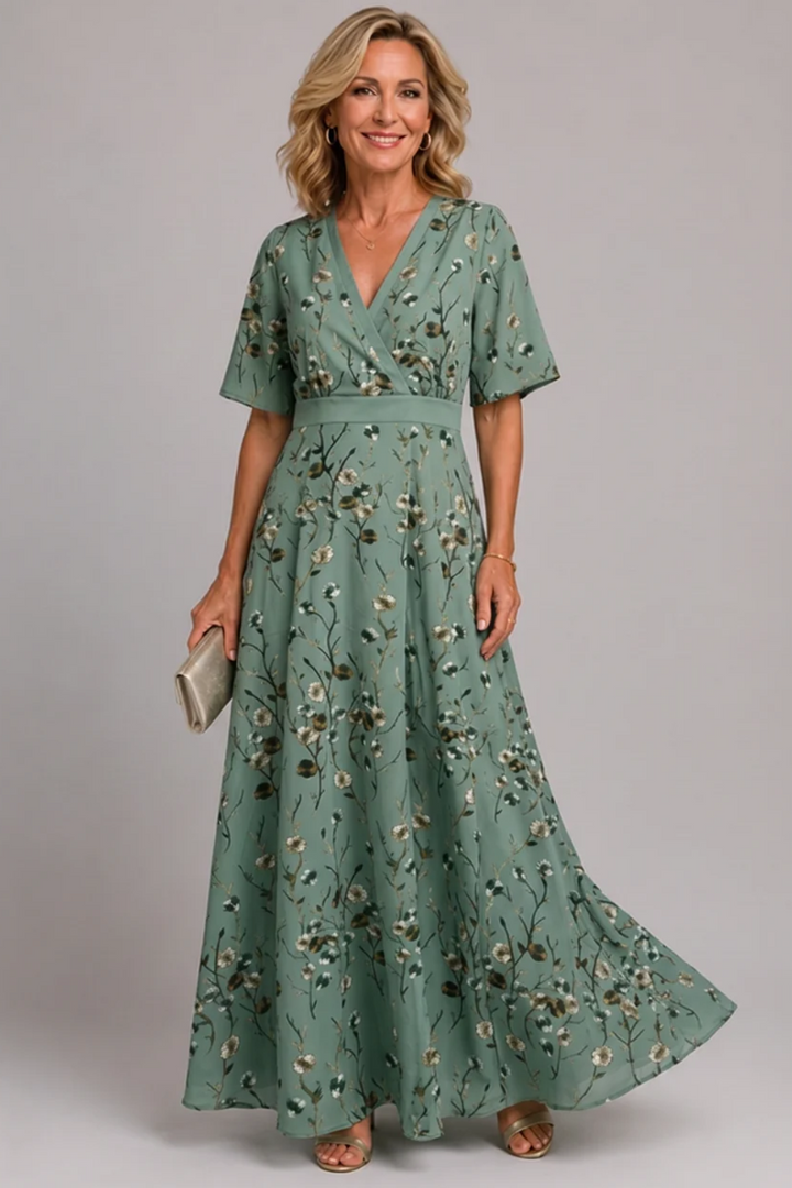 Adaline - Vestido midi floral de tacto suave