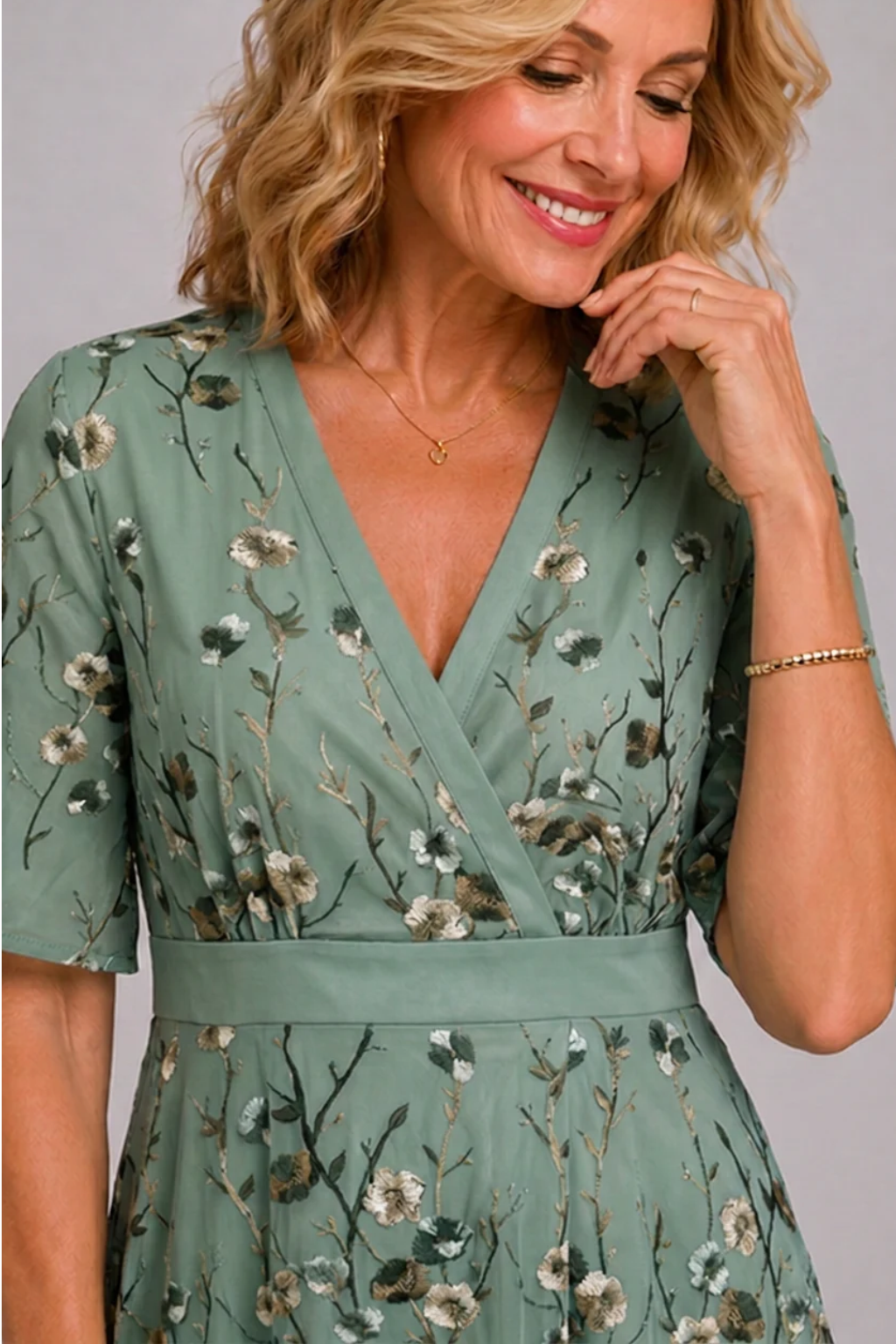 Adaline - Vestido midi floral de tacto suave