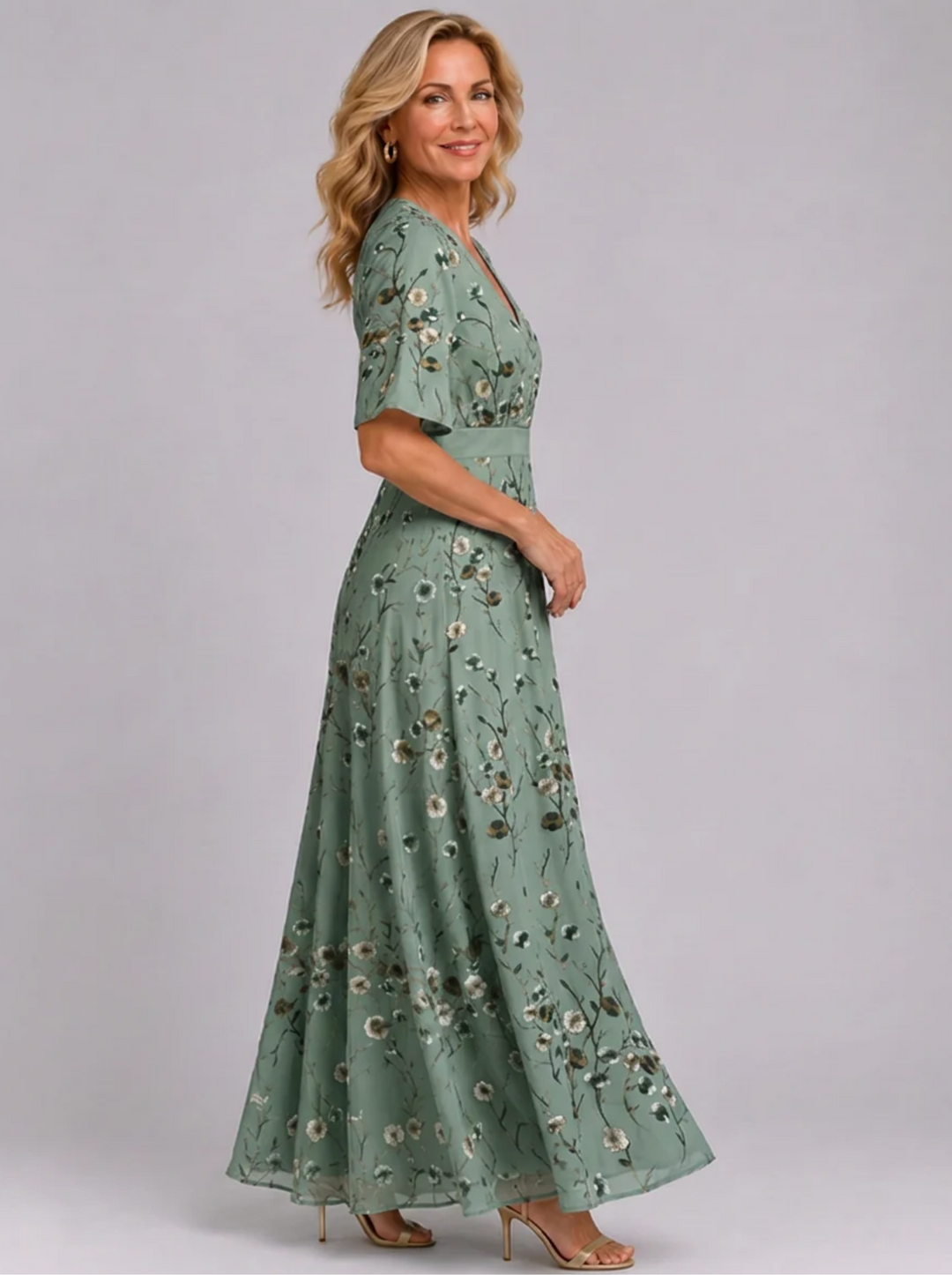 Adaline - Vestido midi floral de tacto suave