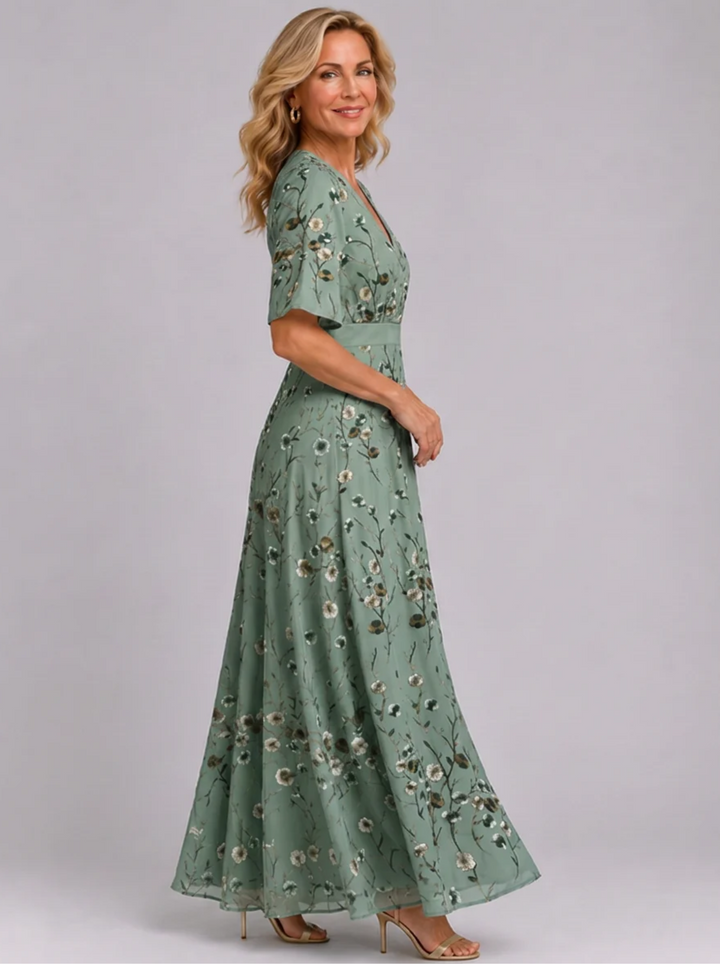 Adaline - Vestido midi floral de tacto suave