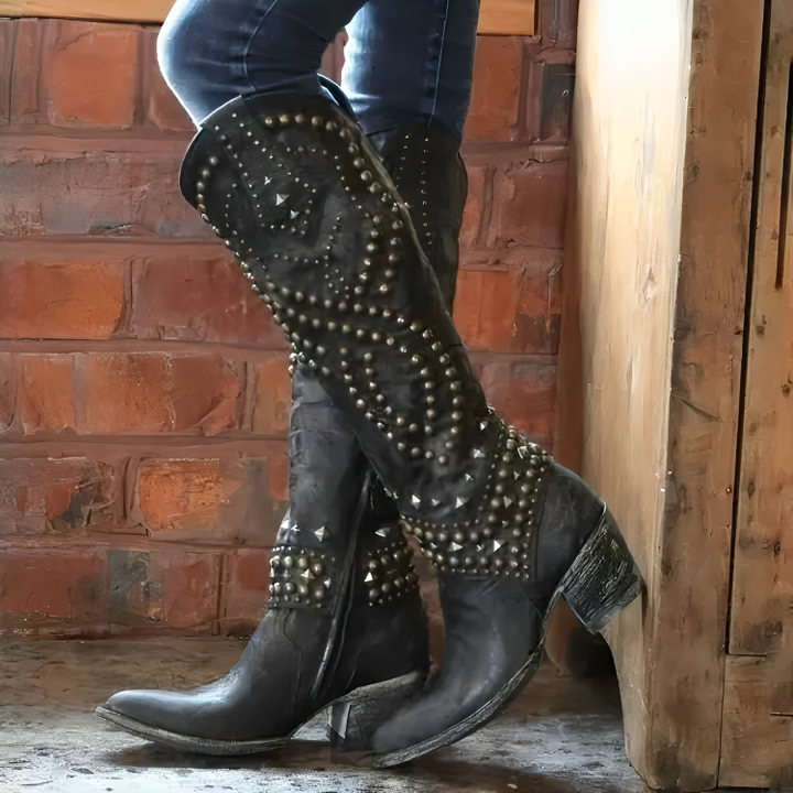Sylverelle - Botas vaqueras vintage con tachuelas