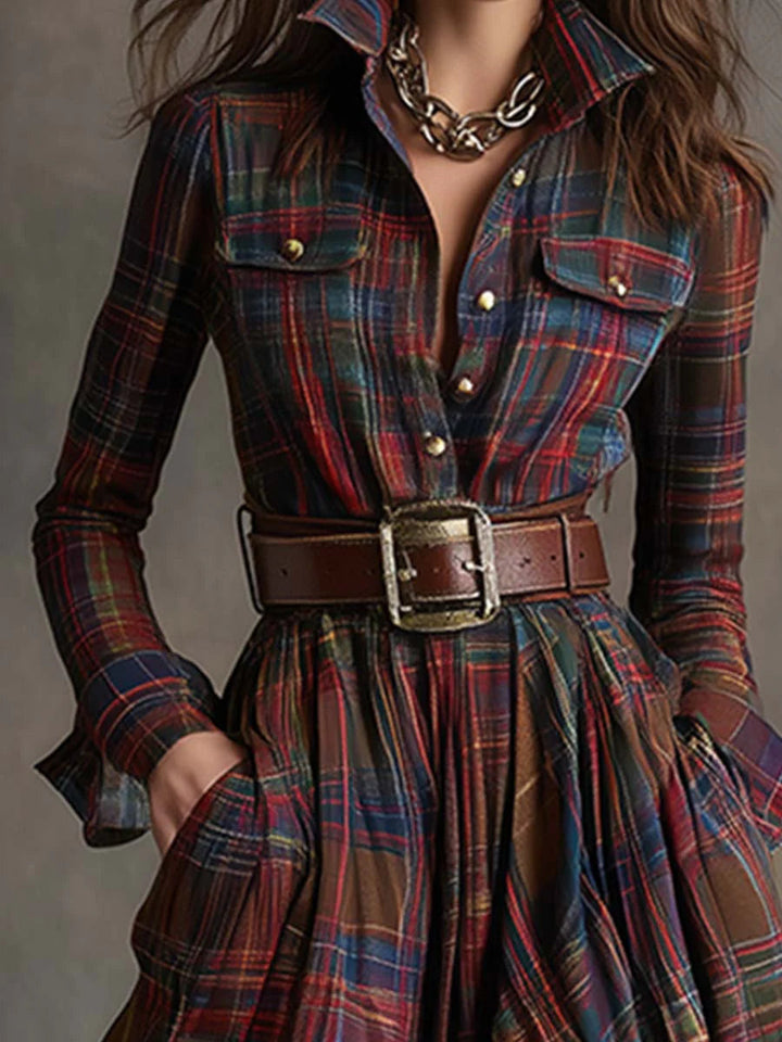 Caralisse - Vestido largo de cuadros premium