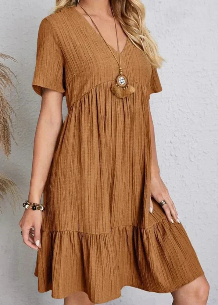Flavia - Vestido con capa fluida