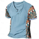 Zachary - Camiseta Henley tribal de inspiración vintage