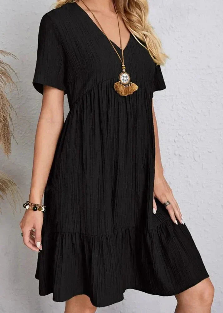 Flavia - Vestido con capa fluida