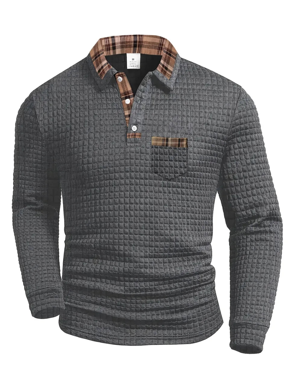 Arlen - Polo de manga larga con estampado de cuadros y tacto suave
