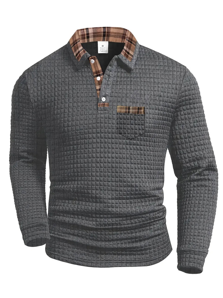 Arlen - Polo de manga larga con estampado de cuadros y tacto suave