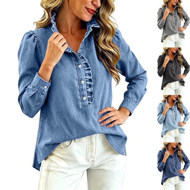 Brinna - Blusa con volantes de tacto suave