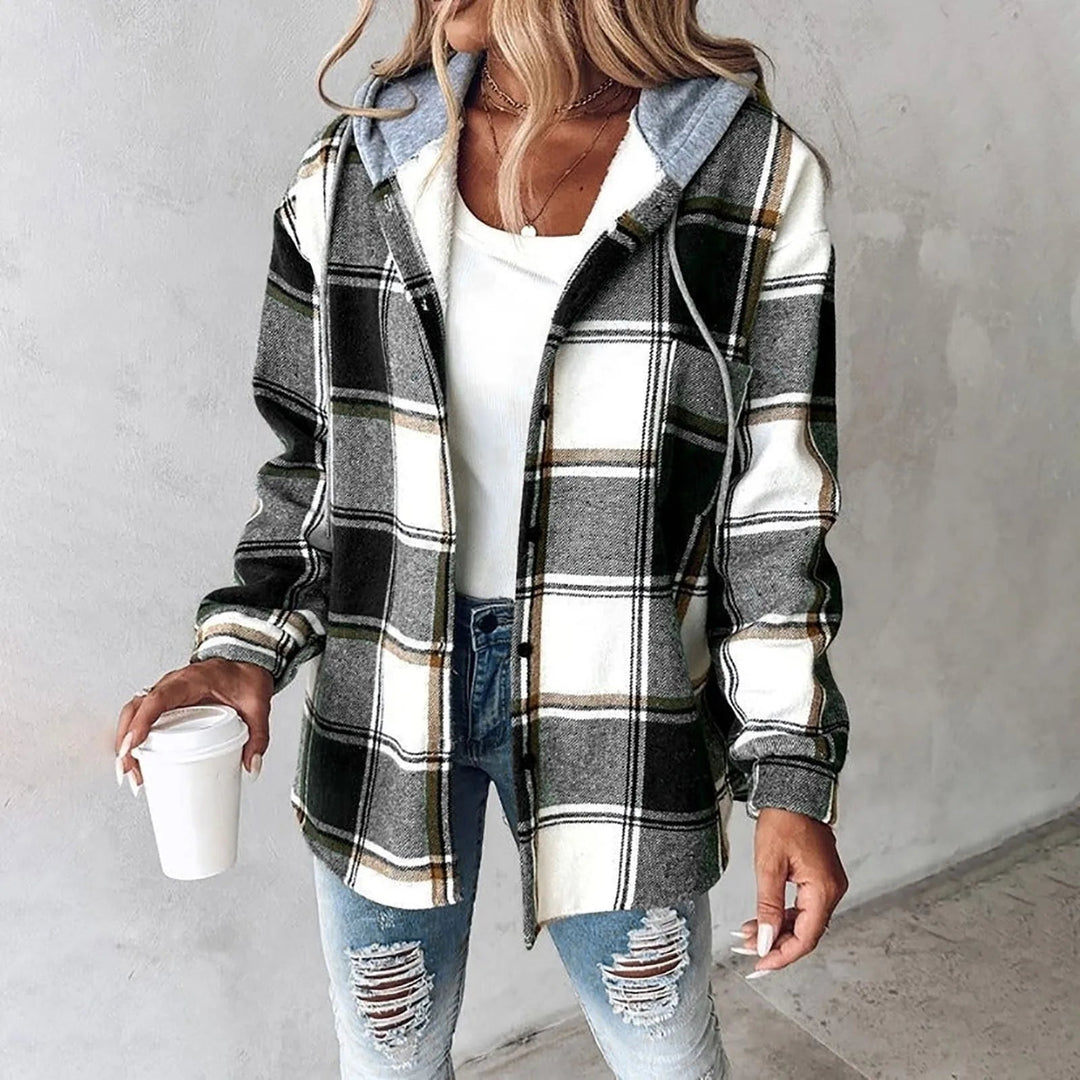 Marla - Sobrecamisa a cuadros con capucha y diseño en capas