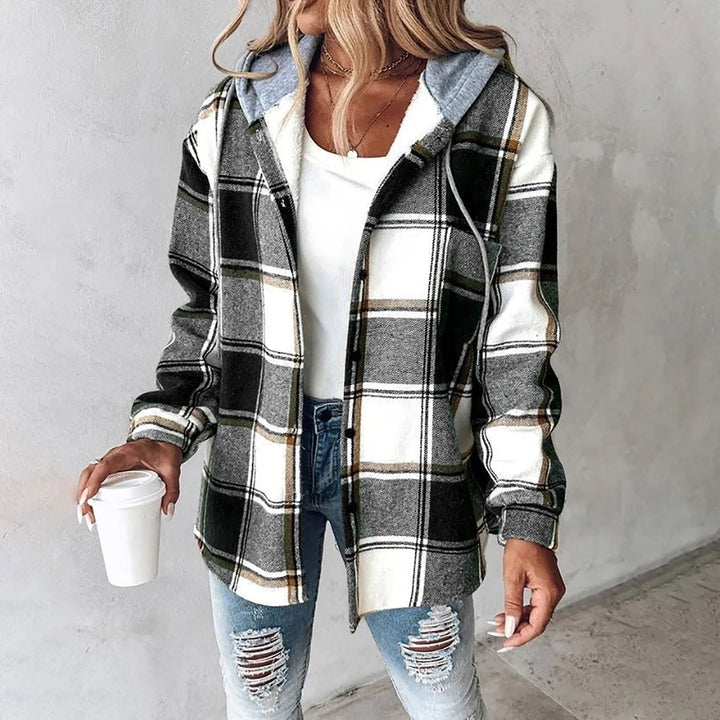 Marla - Sobrecamisa a cuadros con capucha y diseño en capas