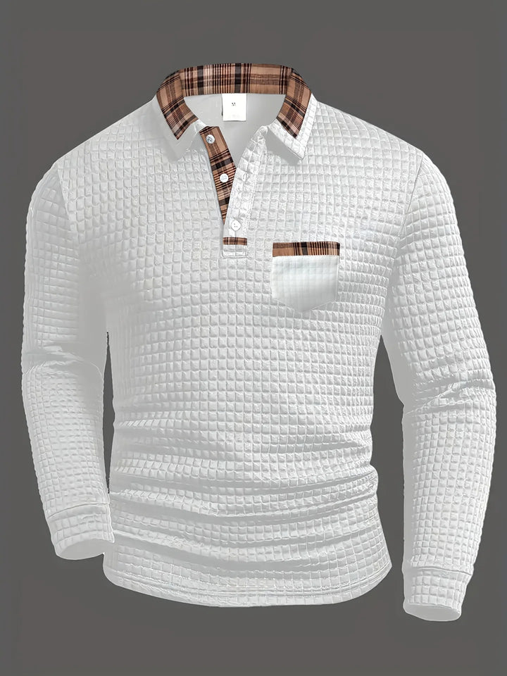 Arlen - Polo de manga larga con estampado de cuadros y tacto suave