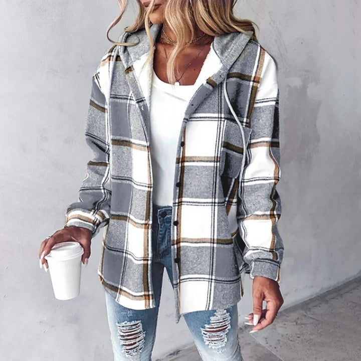 Marla - Sobrecamisa a cuadros con capucha y diseño en capas