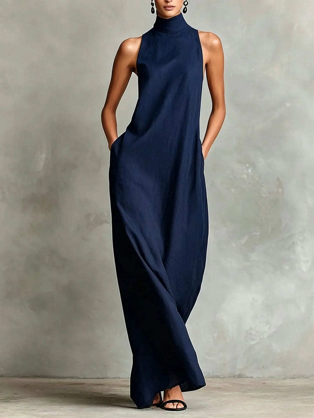 Orietta - Vestido largo sin mangas de cuello alto