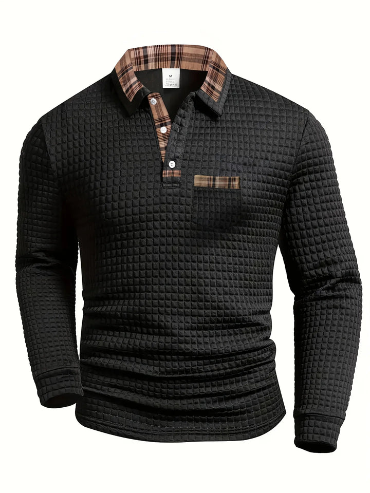 Arlen - Polo de manga larga con estampado de cuadros y tacto suave