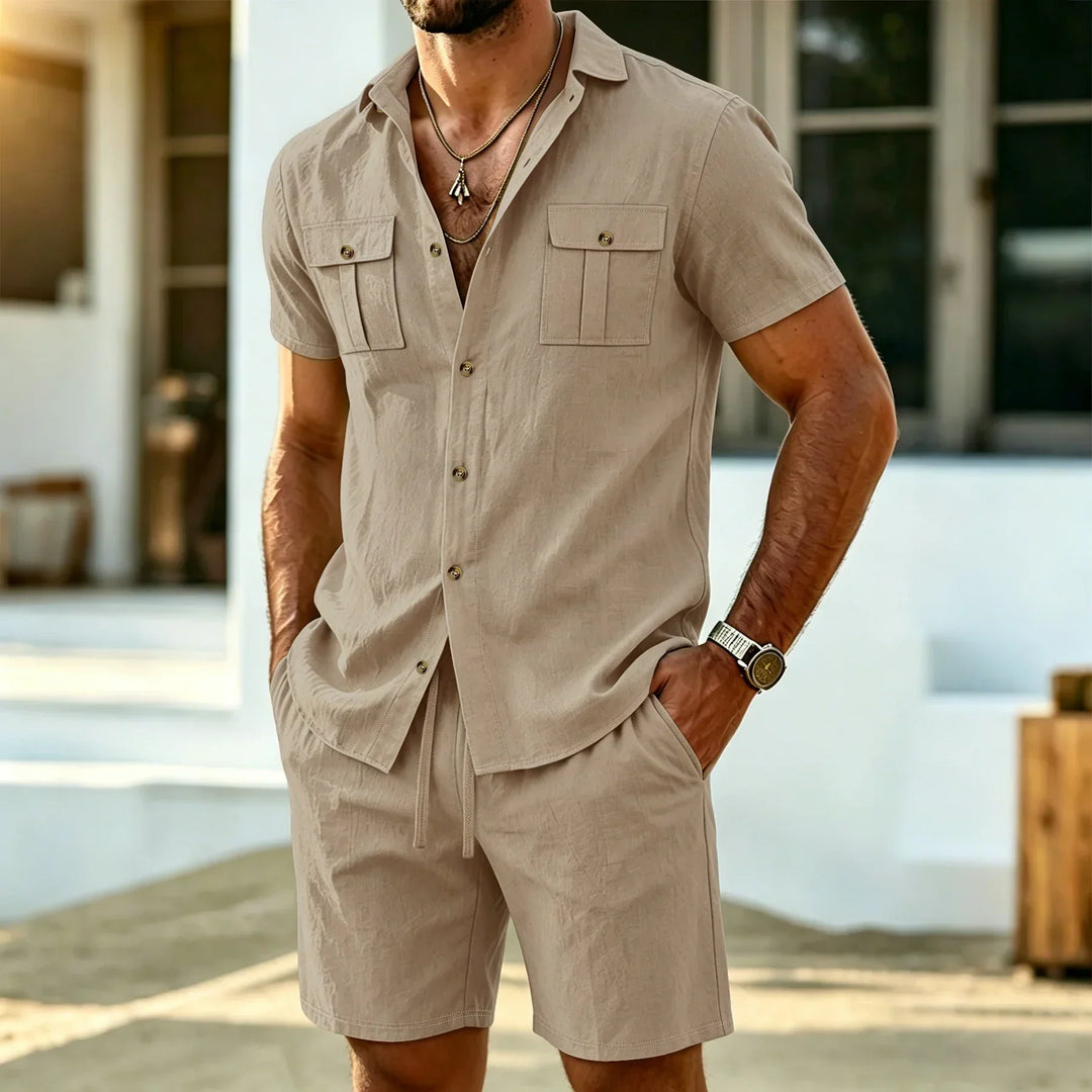 Dunley - Conjunto coordinado de camisa y shorts