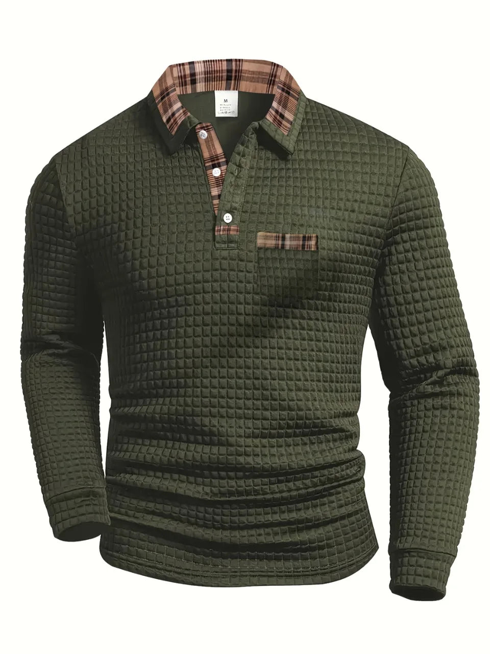 Arlen - Polo de manga larga con estampado de cuadros y tacto suave