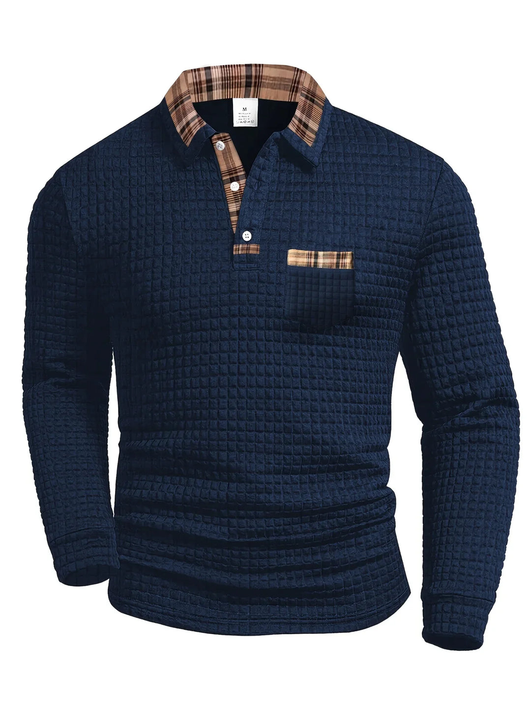 Arlen - Polo de manga larga con estampado de cuadros y tacto suave