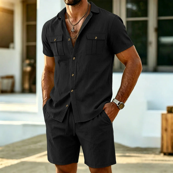 Baird - Conjunto de camisa y shorts en mezcla de lino