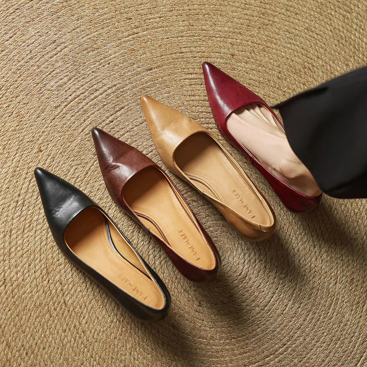 Serelina - Zapato de salón elegante de tacón bajo y punta fina