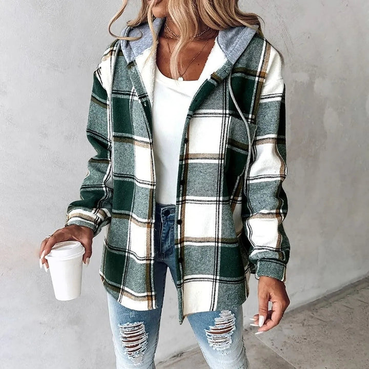 Marla - Sobrecamisa a cuadros con capucha y diseño en capas