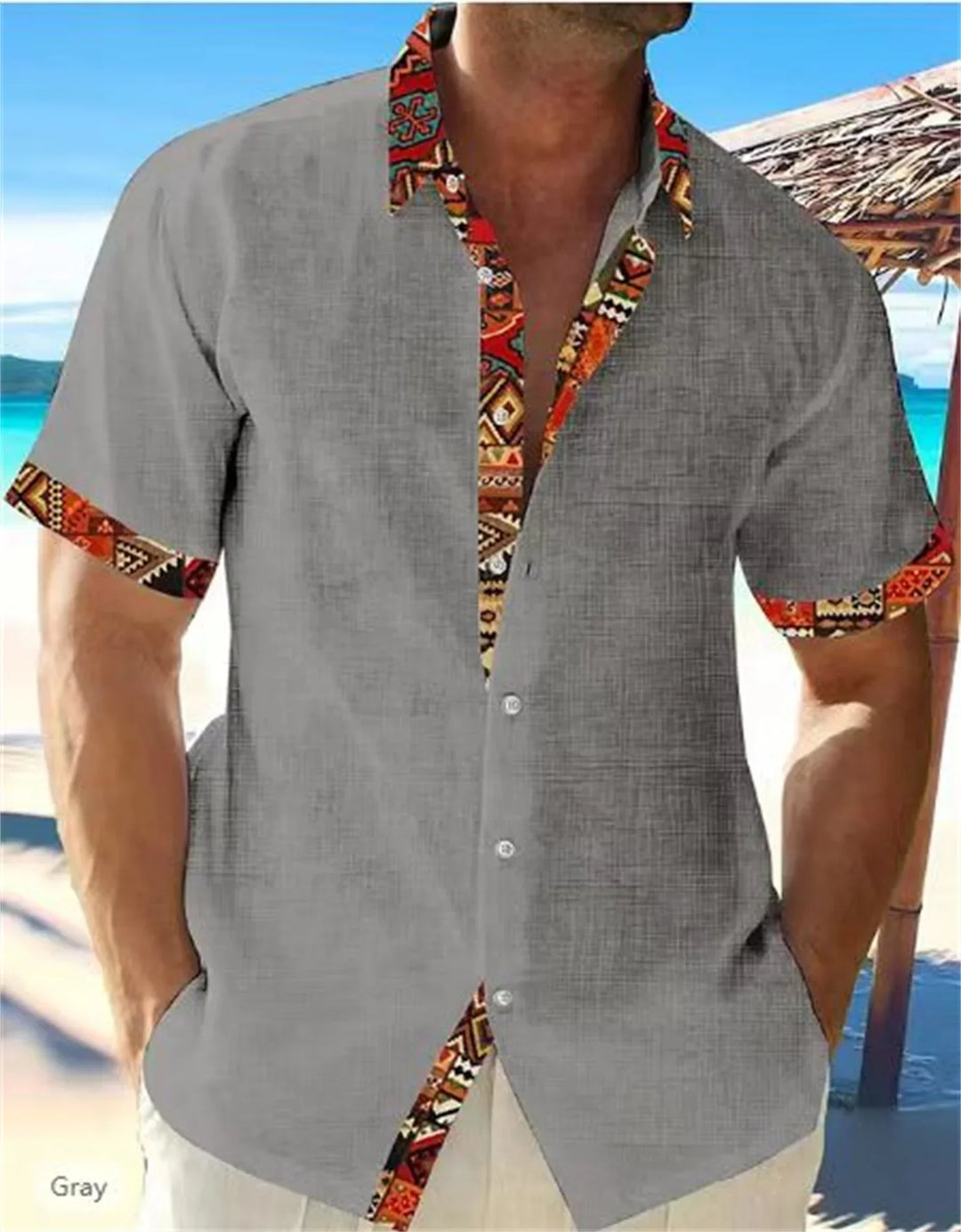 Eastcott - Camisa de verano informal con estampado étnico