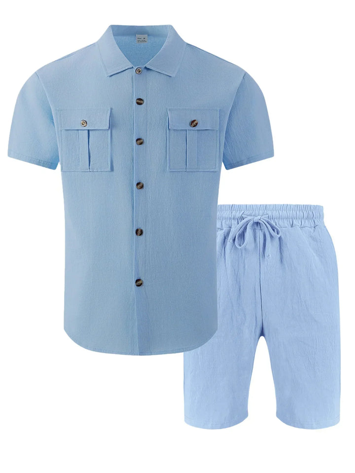Baird - Conjunto de camisa y shorts en mezcla de lino