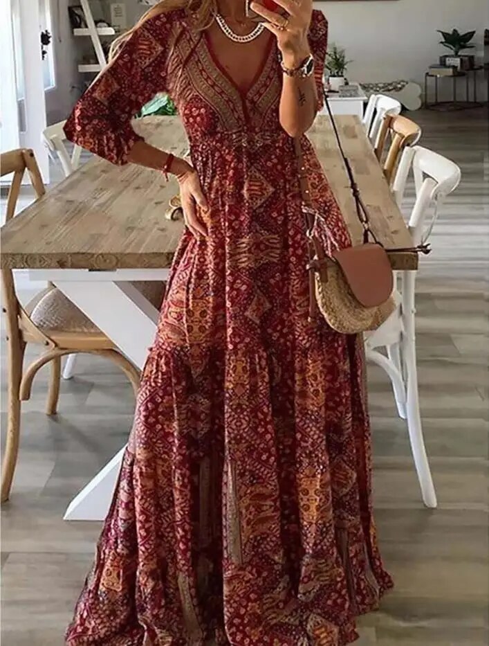 Ysavelle - Vestido boho de tacto suave