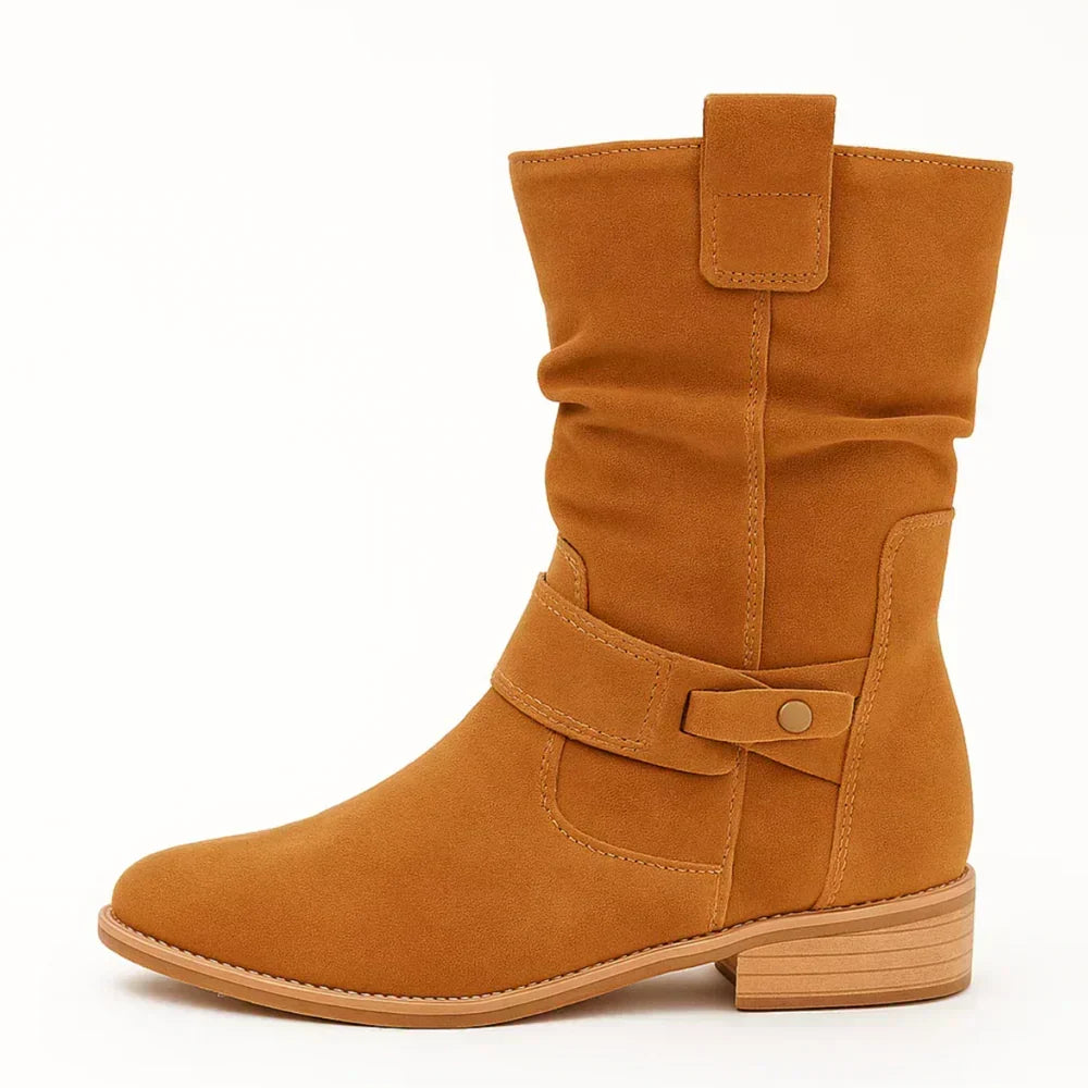 Calluna - Botas de media caña con tacón de bloque y textura suave
