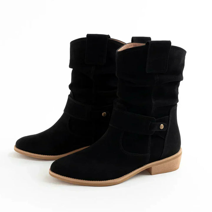 Calluna - Botas de media caña con tacón de bloque y textura suave